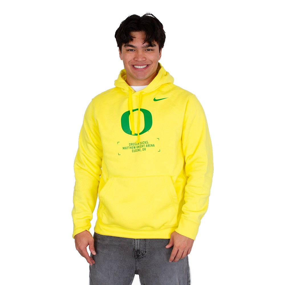 Classic Oregon O, Nike, Yellow, Hoodie, Cotton Blend, Men, Basketball, Fleece, Arena Locations, Back design, Pullover, Sweatshirt, 945041